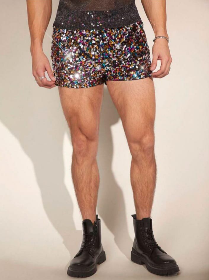Bonga Boys Men Knitted Casual Shorts With Sequins Details ,